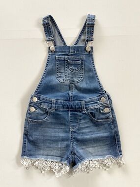 Hippie Girl Lace Trim Denim Shortalls